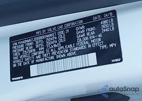 2018 Volvo V60 Cross Country T5 from USA, damaged, VIN YV440MWK7J2056800